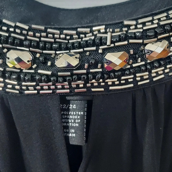 Lane Bryant Black Sleeveless with Jewel & Beaded Collar Dress in Size 22/24 3X - Picture 5 of 8
